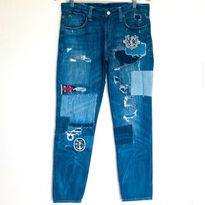 Polo by Ralph Lauren Blue Patchwork Boyfriend Jeans